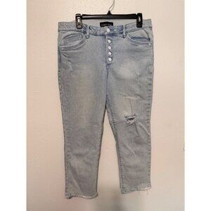 Mac and Me Denim Jeans Ankle Light Wash Button Fly Distressed Womans 10